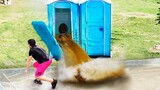 poop explodes from porta potty...