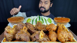 SPICY MUTTON CURRY, MUTTON GRAVY, CHICKEN LEG PIECE CURRY, LEMON, RICE ASMR MUKBANG EATING SHOW |