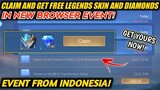 NEW BROWSER EVENT! FREE LEGENDS SKIN AND FREE DIAMONDS! GET YOURS NOW! MOBILE LEGENDS