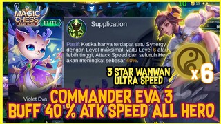 HYPER WANWAN BINTANG 3 + COMMANDER EVA 3 BUFF 40% ATK SPEED ALL HERO ! MAGIC CHESS