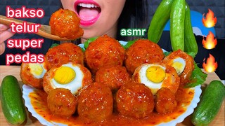 ASMR EATING SUPER SPICY EGG MEATBALL *MAKAN BAKSO TELUR PEDAS 먹방 Sounds