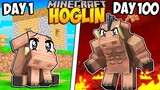 I Survived 100 Days as a HOGLIN in Minecraft