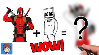 Cara Menggambar Marshmello + Deadpool dengan Mudah