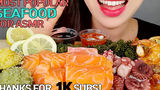 อาหารยอดนิยมสำหรับ ASMR (ไม่มีการพูดคุย) SEA GRAPES SALMON OCTOPUS TOBIKO NIGIRI Eating Sounds