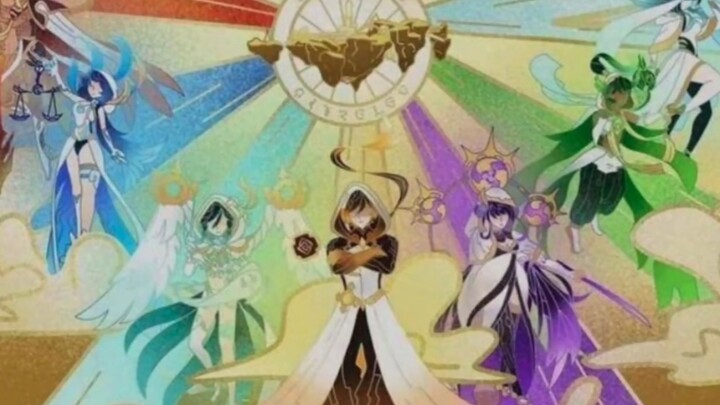 [Genshin Impact GMV] - Các vị thần vẽ đường viền của dục vọng với bảy ánh hào quang để thể hiện rằng quyền lực của họ có thể tiếp cận được
