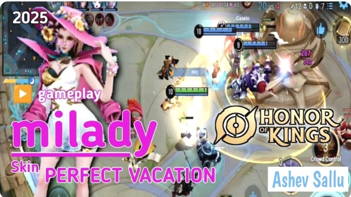 GAMEPLAY HERO MILADY SKIN PERFECT VACATION 2025 HOK INDO #hokindo #gameplaymilady2025 #honorofkings