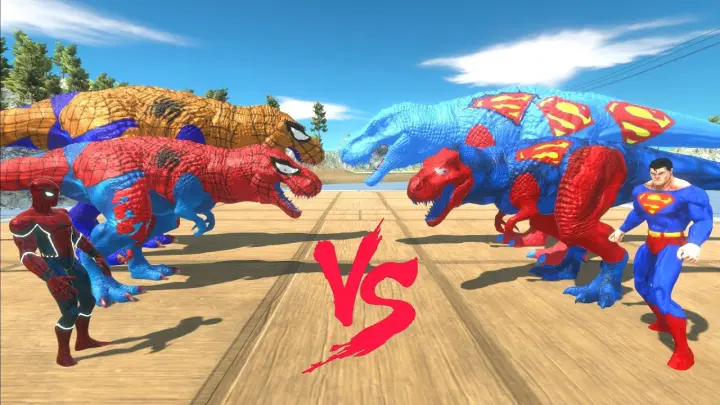 TEAM SPIDERMAN vs TEAM SUPERMAN - Animal Revolt Battle Simulator