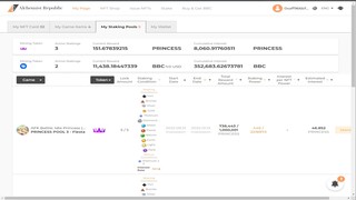 ALCHEMIST REPUBLIC LANG SAKALAM ..passive income galing sa staking 8K PRINCESS AT 350K BBC TOKEN