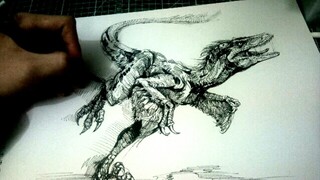 [Normal Sketch]Drawing a dinosaur - Utah Raptor