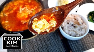 How to Cook soondubu jjigae(Soft tofu stew)순두부찌개 | 얼큰한 순두부 찌개 만들기