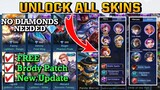 NEW UNLOCK ALL SKIN FOR FREE NEW PATCH IN MOBILE LEGENDS
