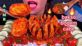 MAKAN BAKSO BOGEM CABE BAKSO TELUR NASI *EATING SPICY PUNCHED BLOOM MEATBALL & RICE ASMR Sounds