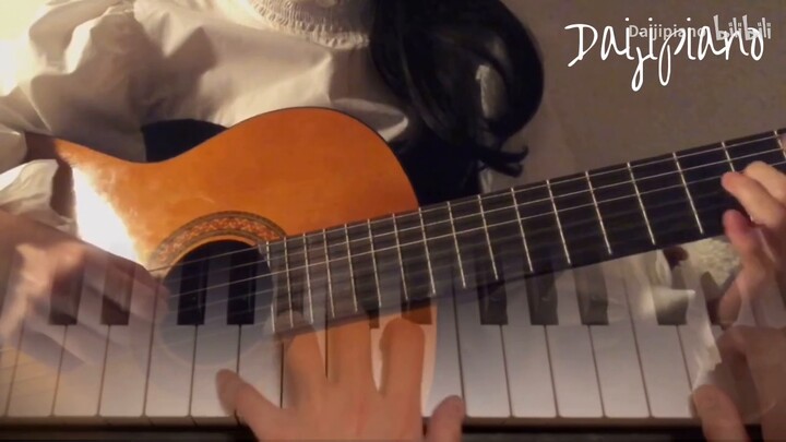【river flows in you】Guitar fingerstyle + piano playing
