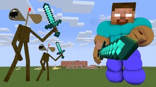 Monster School : Super Big Giant SIREN HEAD vs Super Big Giant HEROBRINE - Minecraft Animation