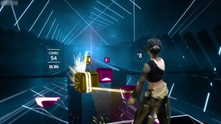 (เกม Beat Saber) สไตล์แปลกใหม่ ระดับยาก ในเพลง Burning Sands 