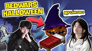 KHANGG CÙNG CHỊ SIRO XÂY MAP BEDWARS HALLOWEEN TRONG MINI WORLD SIÊU ĐẸP *MAP BEDWARS PVP MINI WORLD