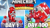 I Survived 100 DAYS as a MOOSHROOM in HARDCORE Minecraft | Minecraft Resident