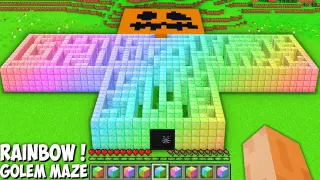 I can SPAWN A BIGGEST RAINBOW GOLEM MAZE in Minecraft ! WHERE DOES THIS SECRET RAINBOW MAZE LEAD ?