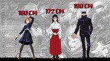 Jujutsu Kaisen All Characters Height Size Comparison【呪術廻戦の身長一覧】