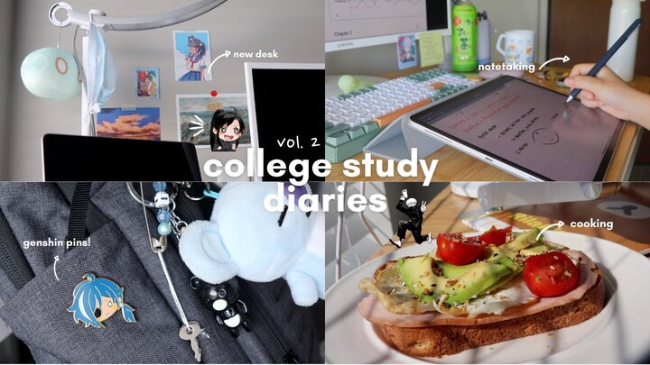 college study diaries vol 2: genshin pins, endless lectures, new desk set up