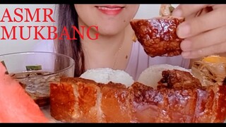 ASMR MUKBANG CRISPY PORK BELLY IN OVEN + WATERMELON + MANGO GRAHAM | EATING SHOW | NO TALKING