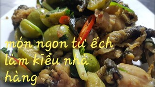 ếch xào cà!món ăn dân giã lên bàn tiệc/Stir-fried frog with eggplant