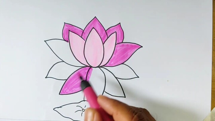 How to Draw Water Lily From U for kids _শাপলা ফুল আকাঁ