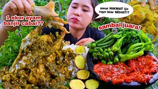 BARU PUAS⁉️ AYAM UTUH CABE IJO SAMBAL LAMONGAN LALAPAN JENGKOL MENTAH KACANG LEUNCA DAUN PEPAYA