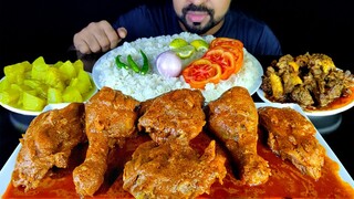 BIHARI STYLE SPICY CHICKEN CURRY, DUCK BHUNA, PAPAYA CURRY, RICE, SALA ASMR MUKBANG SHOW #LiveToEATT