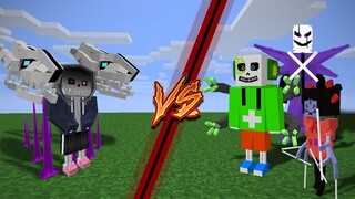 Minecraft| Dust Sans vs Muffet, Anti-virus Sans & Xtale Gaster | 1v3