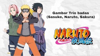 Menggambar trio badas dari Naruto shippuden (Sasuke, Naruto, Sakura)