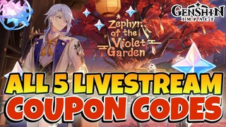 5 NEW LIVESTREAM CODES + Guaranteed 500 PRIMOGEMS | Genshin Impact 2.6