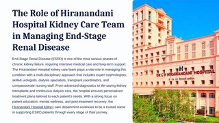 The Role of Hiranandani Hospital Kidney Care Team in Managing End-Stage Renal Di