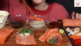 Thưởng thức Sashimi cá hồi béo ngon 3 #MiuMiuFood