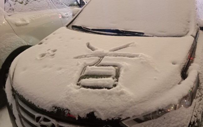 A car covered with snow