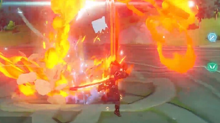 Genshin Impact: The Righteous Man with full life and 240 burst damage has arrived. The Flame King Em