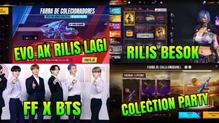 BOCORAN EVO GUN AK DRACO KELUAR LAGI, KOLABORASI FF X BTS, EVENT GRATIS, TOP UP BONUS