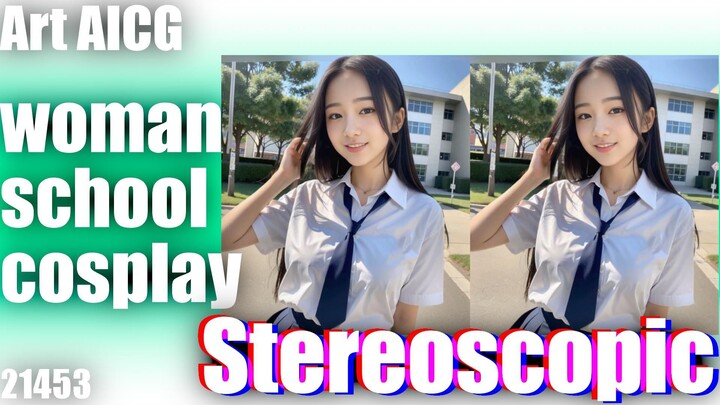 [AICG 立体视] woman school cosplay 21453 人工智能之美与人工智能艺术灵感