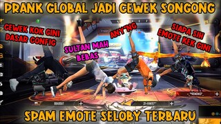 PRANK GLOBAL FF JADI BOT CEWEK SONGONG, DIBACOTIN CONFIG AKUN PINJAM KASI PAHAM EMOT SELOBY TERBARU