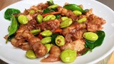 วิธีทำหมูผัดกะปิสะตอ หรอยๆ  / How to Cook Fried Pork with Shrimp Paste and Bitter bean / ครัวแม่โบ