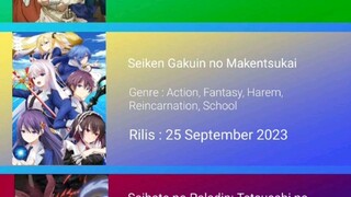 UPDATE ANIME BARU BULAN OKTOBER 2023