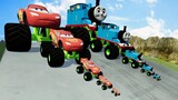 Big & Small Monster Truck: Thomas The Tank Engine vs Lightning McQueen vs DOWN OF DEATH BeamNG.Drive