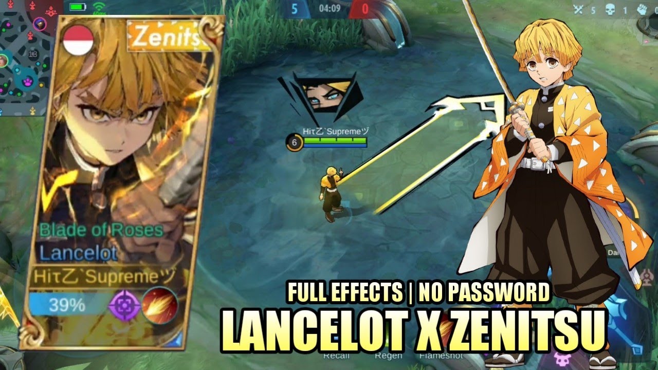 FREE Lancelot ZENITSU Skin!  Mobile Legends Zenitsu Lancelot modskin.  Zenitsu skin script, app. - BiliBili