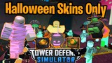 Using Towers With Halloween Skins Challenge | Tower Defense Simulator | ROBLOX