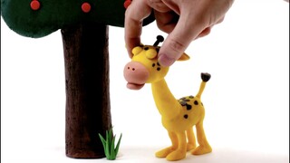 Giraffe long neck Stop motion cartoon for children - BabyClay