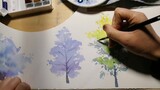 Ultra-fast painting tree with watercolor in minutes