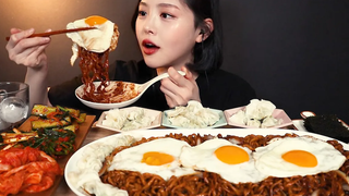 SUB) 2 ! Chapagetti mandoo mukbang ASMR