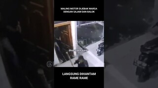 MALING MOTOR MASUK JEBAKAN LALU DIHANTAM SAJAM