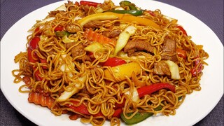 วิธีผัดบะหมี่กึ่งสำเร็จรูป เส้นเหนียวนุ่ม ไม่อืด ไม่เละ | Stir fried instant noodles with pork