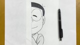 Easy To draw || how to draw nobita half face step-by-step